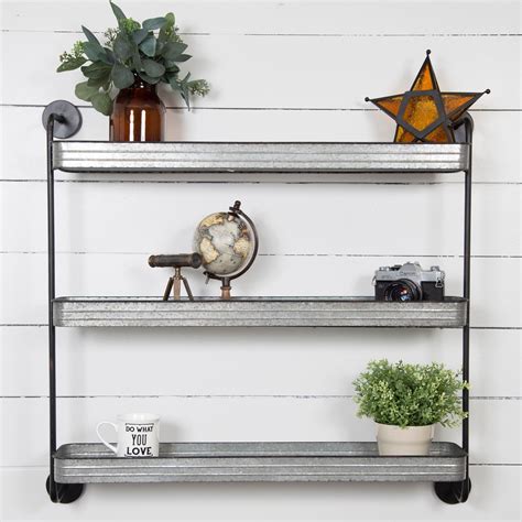 galvanized metal decorative houses|rustic galvanized hanging shelves.